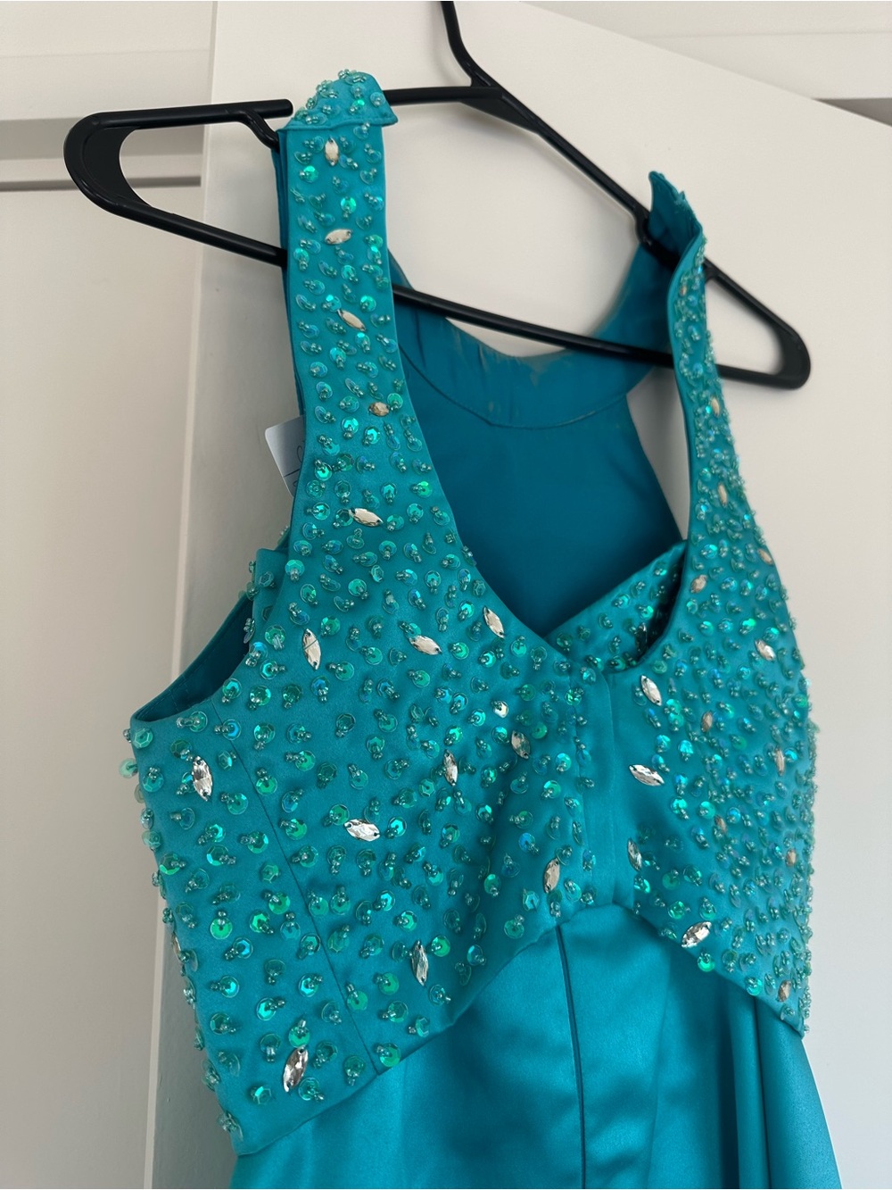 A-Line Satin Prom Skirt in Teal - Picture 10 of 11